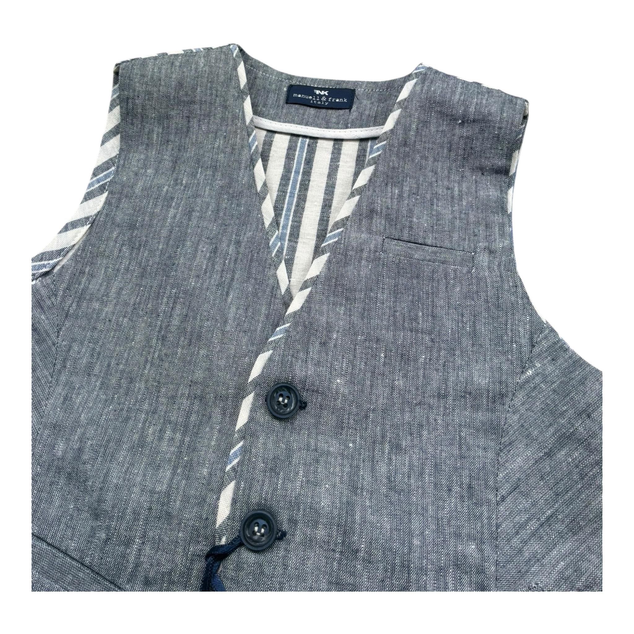 Manuel & Frank Gilet Tinta Unita con Fantasia A Righe per Bambino MF5192B GRIGIO MANUEL & FRANK 