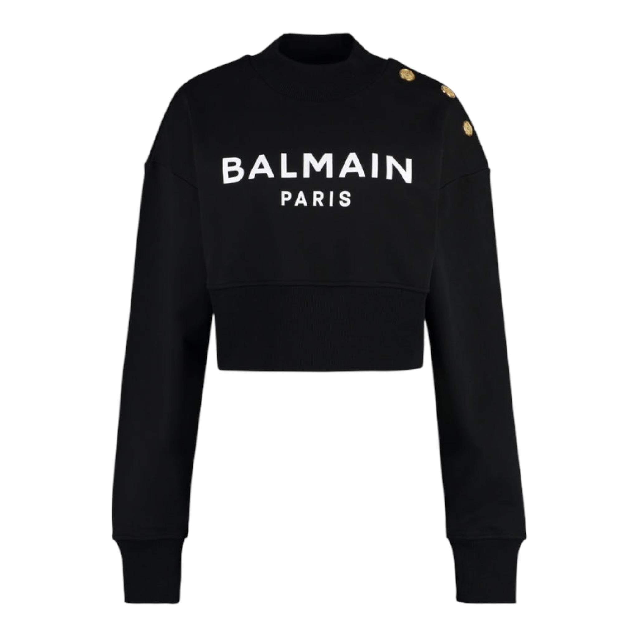 Balmain Felpa Chiusa Mezzo Collo Tinta Unita con Logo per Bambina FHFHF NERO BALMAIN 