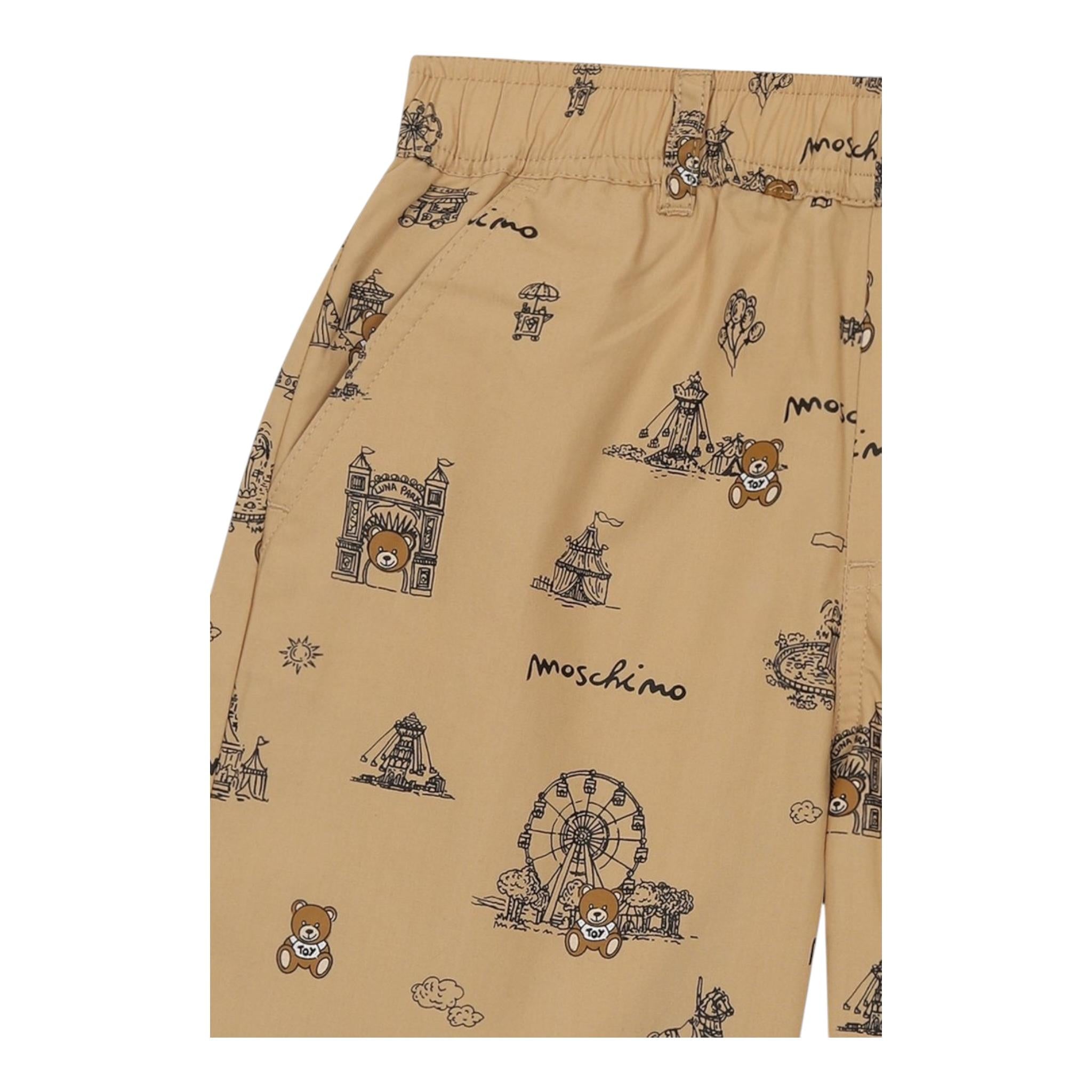 Moschino Bermuda Tinta Unita con Stampa per Bambino HUQ024 BEIGE MOSCHINO 