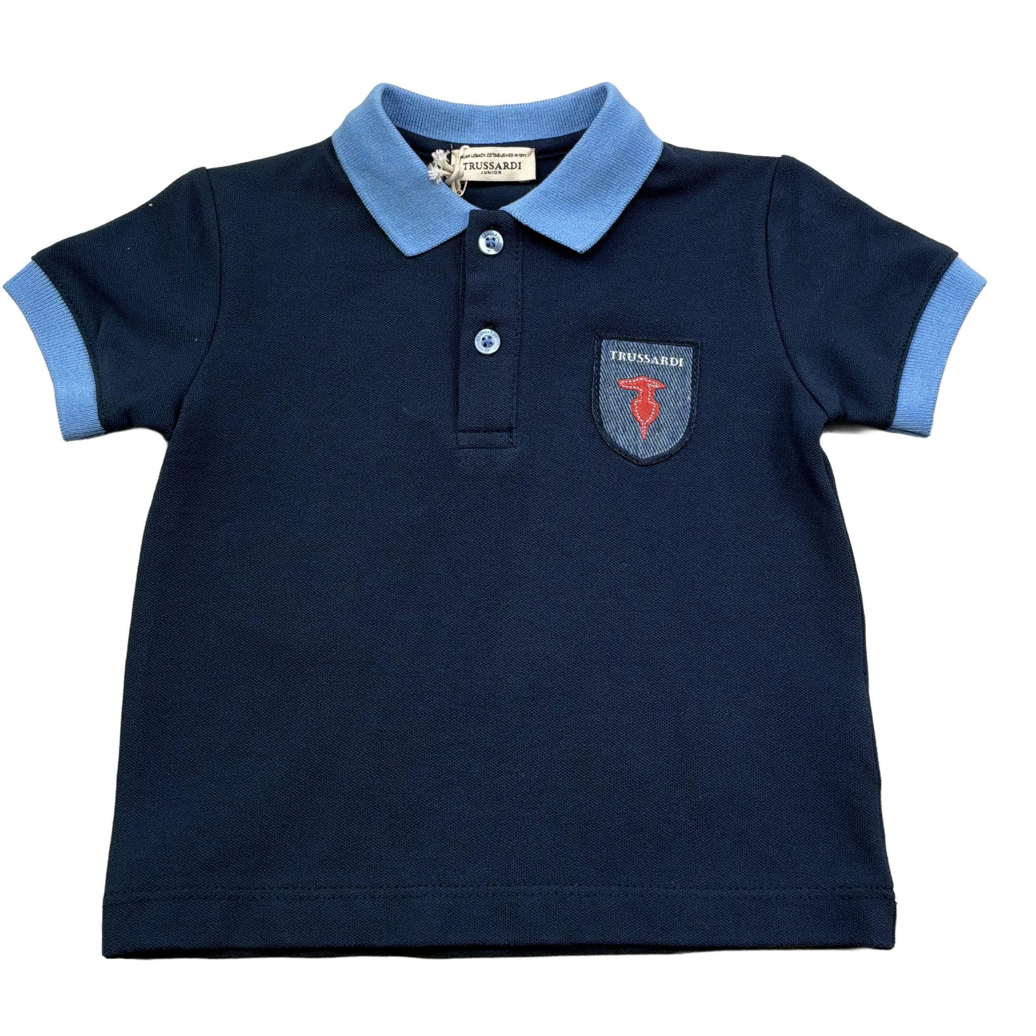 Trussardi Polo Mezza Manica Tinta Unita con Logo per Neonato TIP26036PO BLU TRUSSARDI 