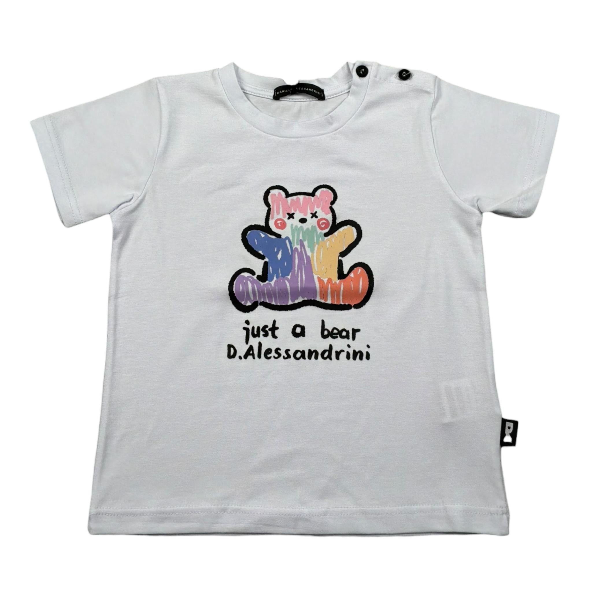 Daniele Alessandrini T-Shirt Girocollo Tinta Unita con Stampa per Neonato 1296M00261X BIANCO DANIELE ALESSANDRINI 