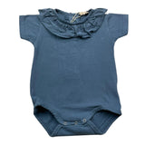 Wedoble Bodysuit Halbarm Einfarbig Mit Kragen Blau Für Baby Mädchen