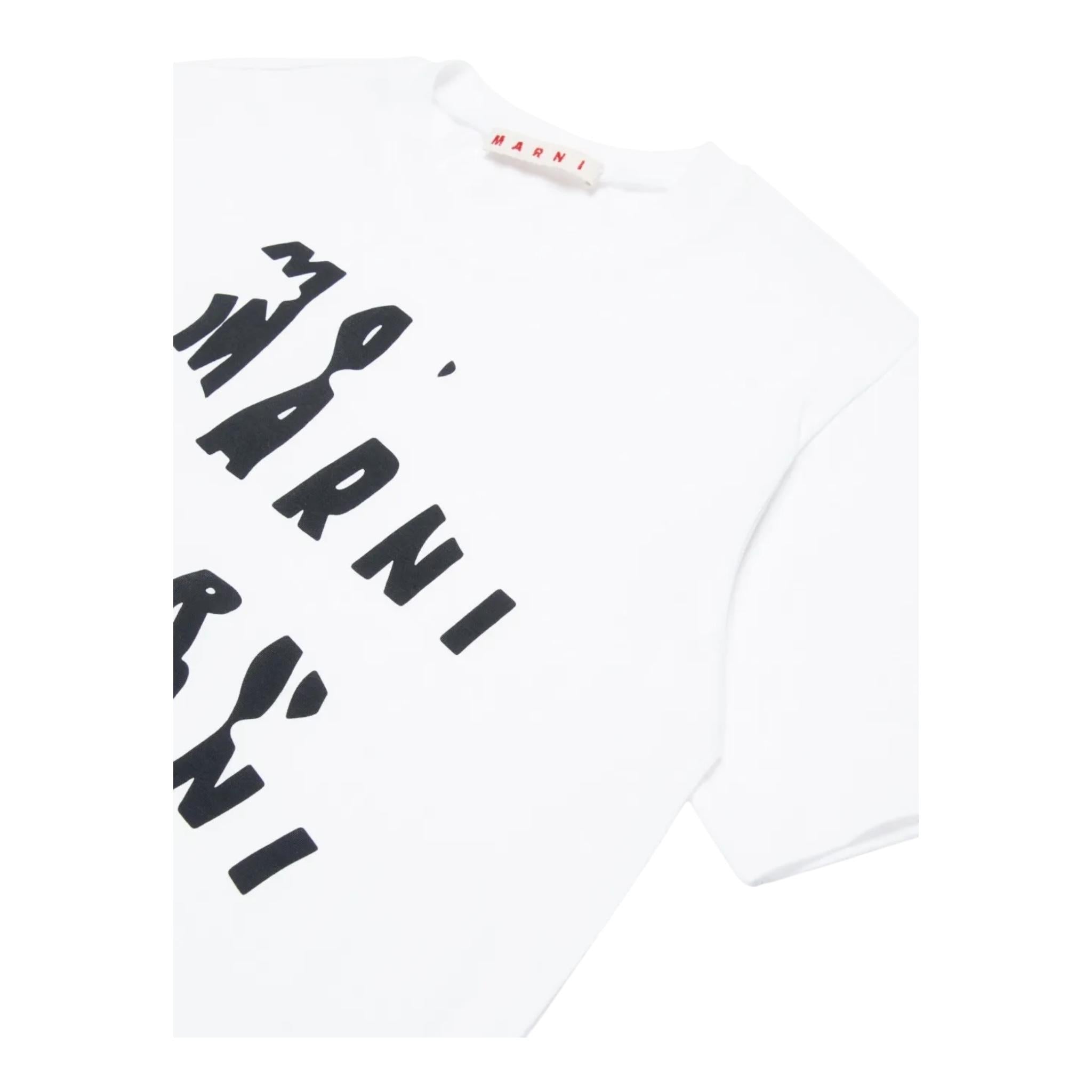MARNI t-shirt girocollo tinta unita con stampa Bianco per Bambino M01226 BIANCO MARNI 