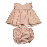 Yoedu Baby Mädchen Einfarbiges Kleid-Rosa Höschen Set