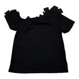 Please T-Shirt Tinta Unita con Applicazioni per Bambina MB32070G73 NERO PLEASE 