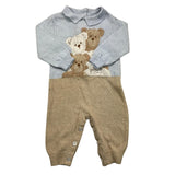 LE BEBE' tutina in maglia bicolore cn ricami orsi Azzurro/beige per Neonato LBB5102 AZZURRO/BEIGE LE BEBE' 