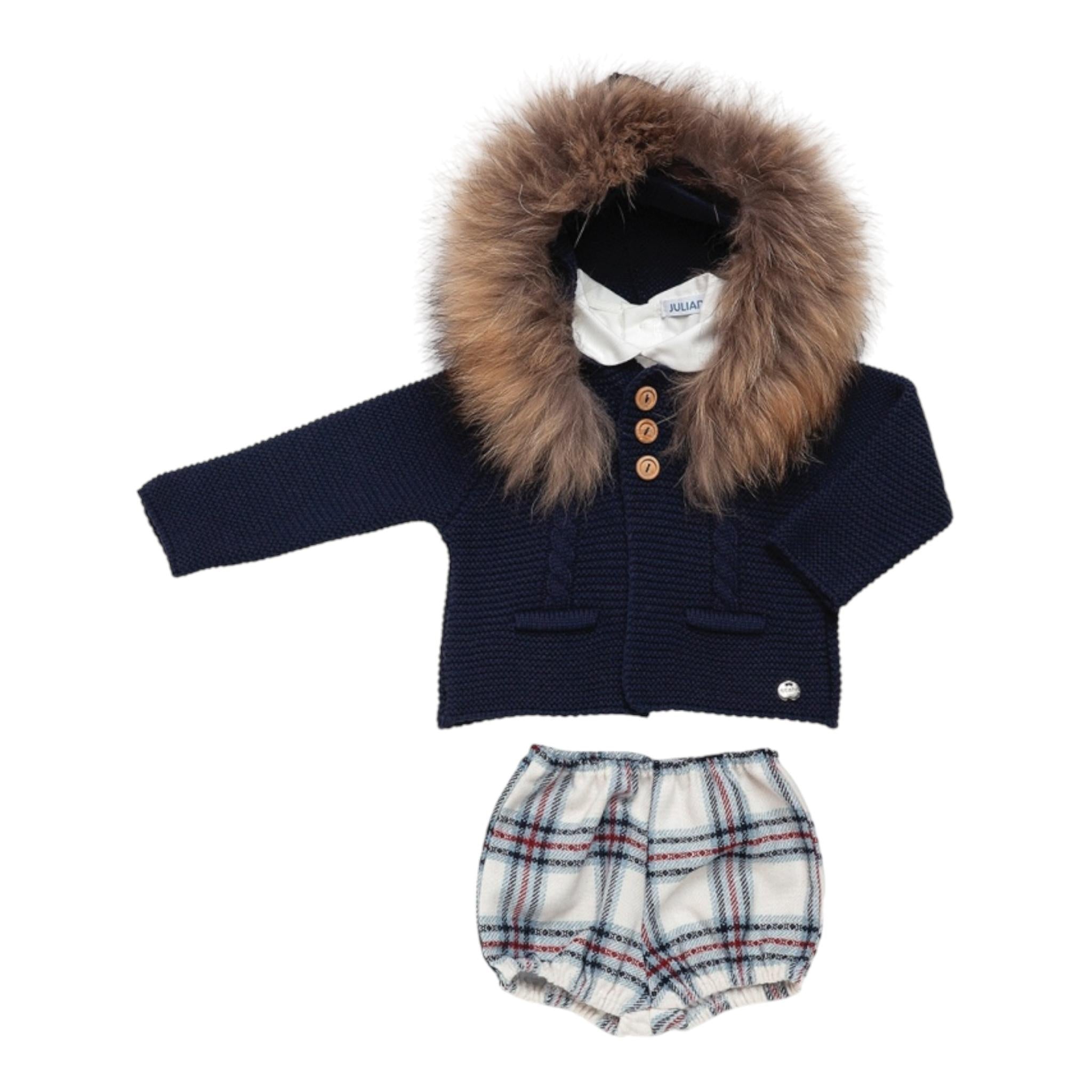 JULIANA completo 3 pz cardigan-camicia-coulotte Blu per Neonato 24684 BLU JULIANA 