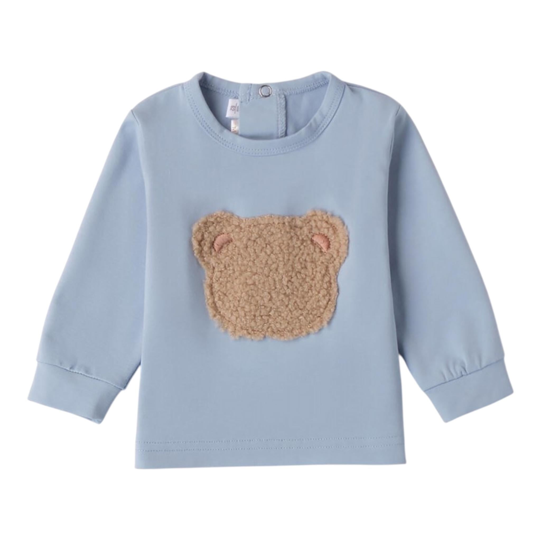 MINI BANDA shirt girocollo tinta unita con orso Azzurro per Neonato 3A617 AZZURRO MINI BANDA 