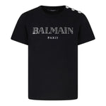 Balmain T-Shirt Tinta Unita con Stampa per Bambina BV8Q21 NERO BALMAIN 