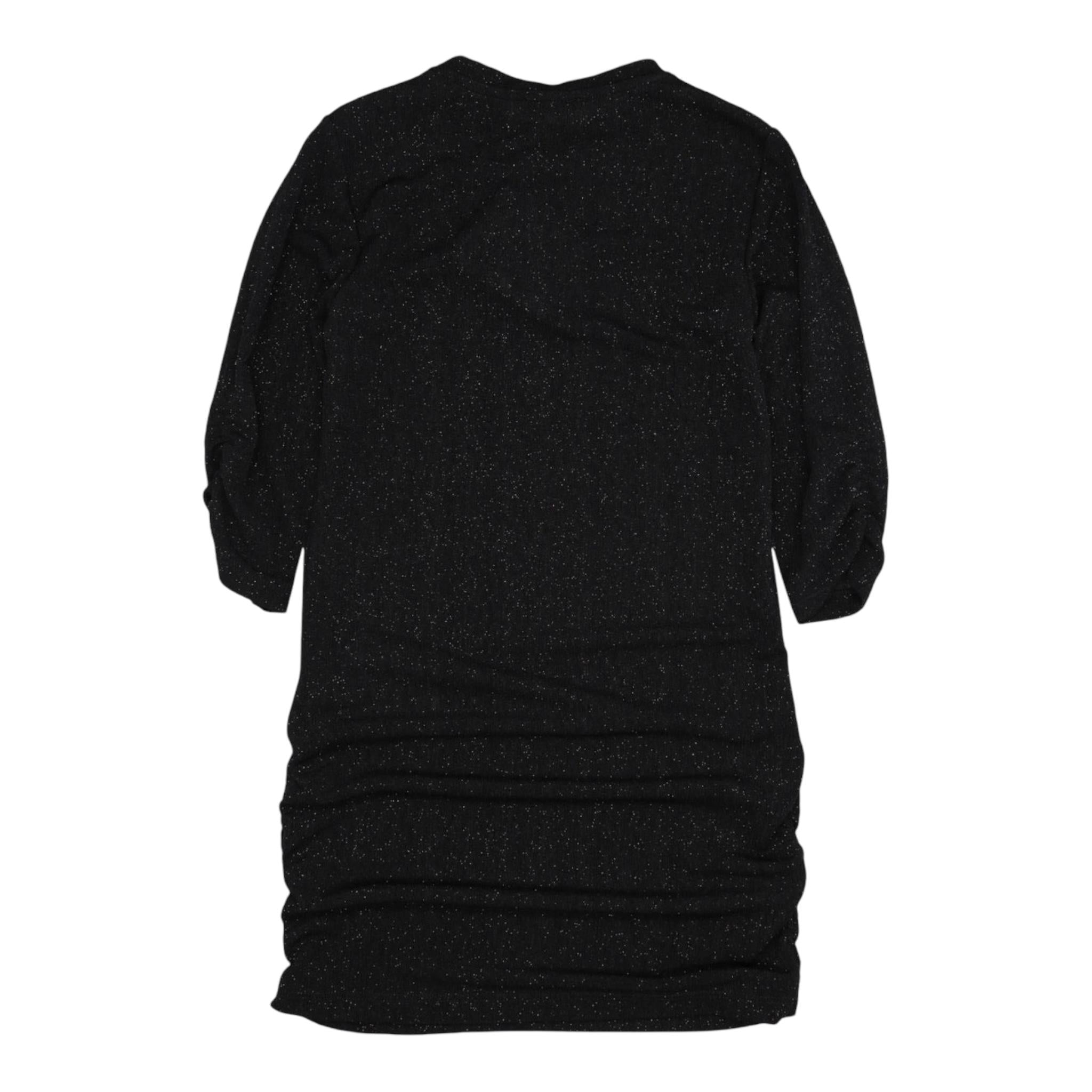 LU LU BY MISS GRANT abito manica lunga tinta unita girocollo con brillantini Nero per Bambina LL3256 NERO LU LU BY MISS GRANT 