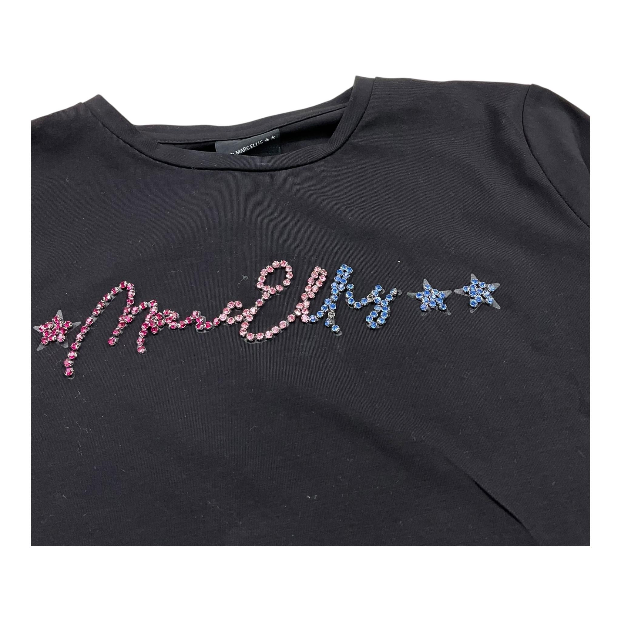 MARC ELLIS shirt girocollo tinta unita con brillantini Nero per Bambina JMJTS15470 NERO MARC ELLIS 