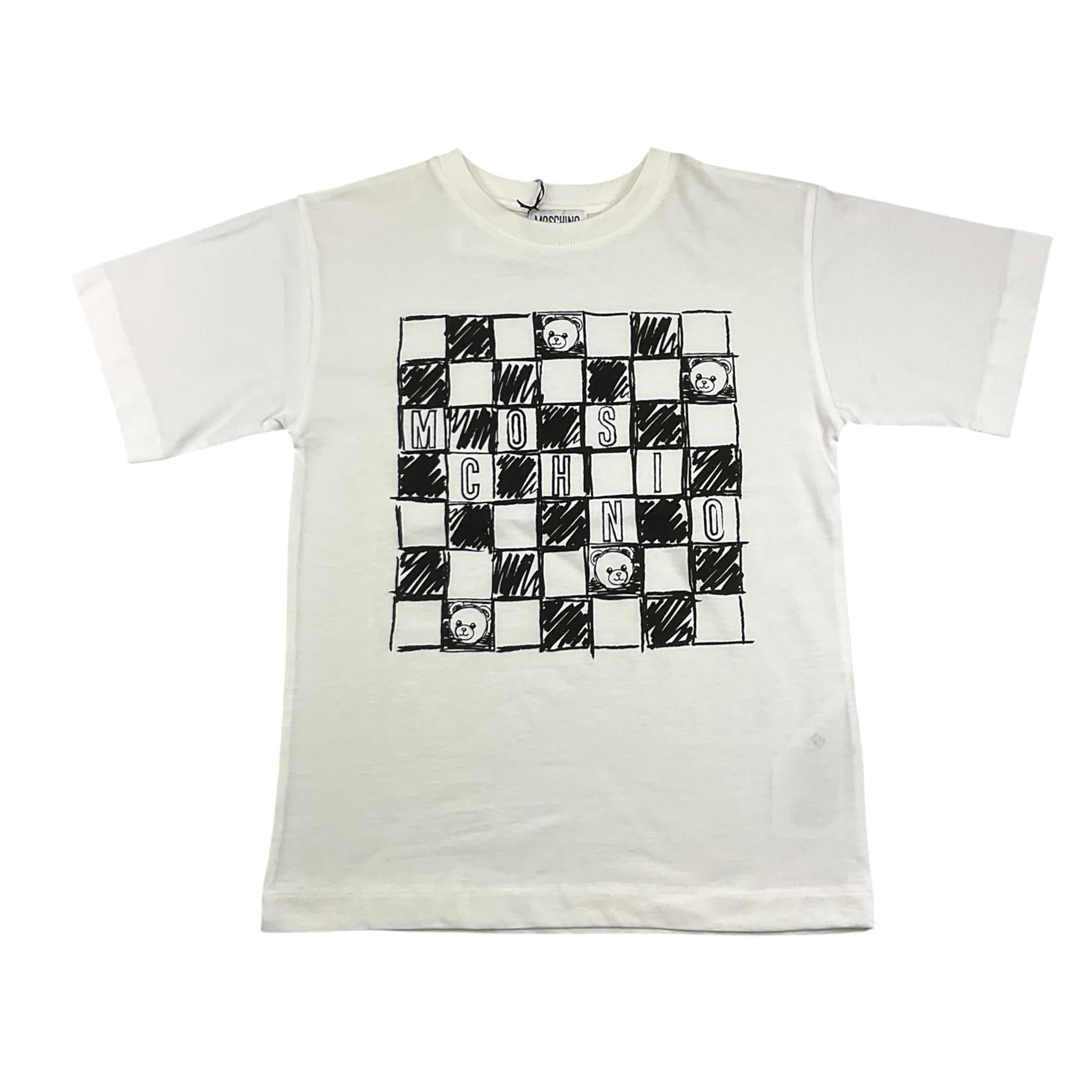 MOSCHINO t-shirt tinta unita girocollo con stampa Bianco per Bambino HUM05G BIANCO MOSCHINO 