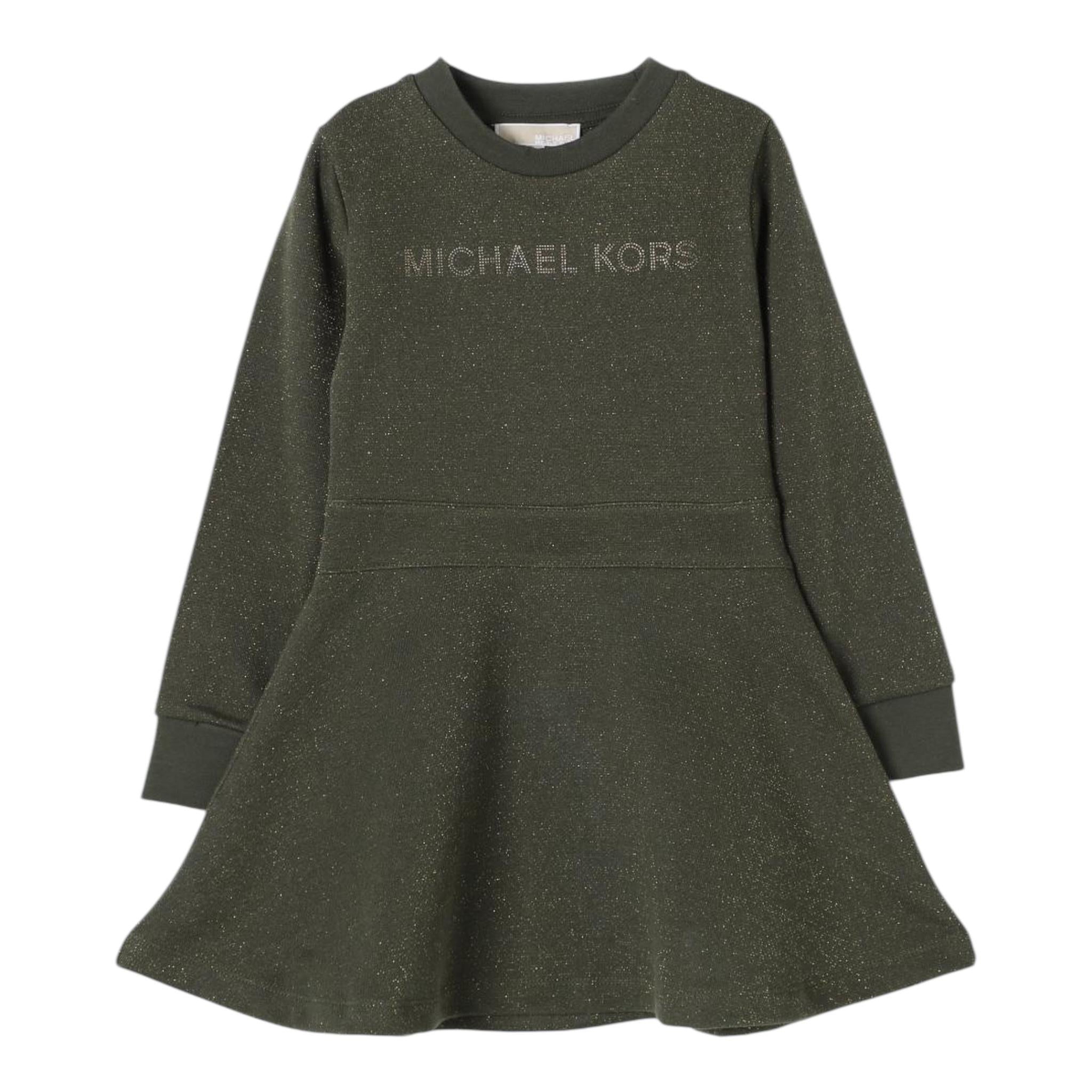 MICHAEL KORS abito girocollo tinta unita con sampa Verde per Bambina R30166 VERDE MICHAEL KORS 