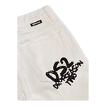 Dropseason2 Bermuda In Denim Tinta Unita con Stampa per Bambino SS25K002 BIANCO DROPSEASON2 