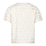 Balmain T-Shirt Rundhalsausschnitt einfarbig mit weißen Logo-Prints für Mädchen