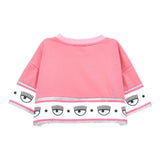 Chiara Ferragni T-Shirt Crop-Modell einfarbig mit rosa Aufdruck für Baby Mädchen