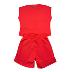 Manila Grace Completo 2 Pezzi T-Shirt-Short per Bambina 418DMBS25 CORALLO MANILA GRACE 