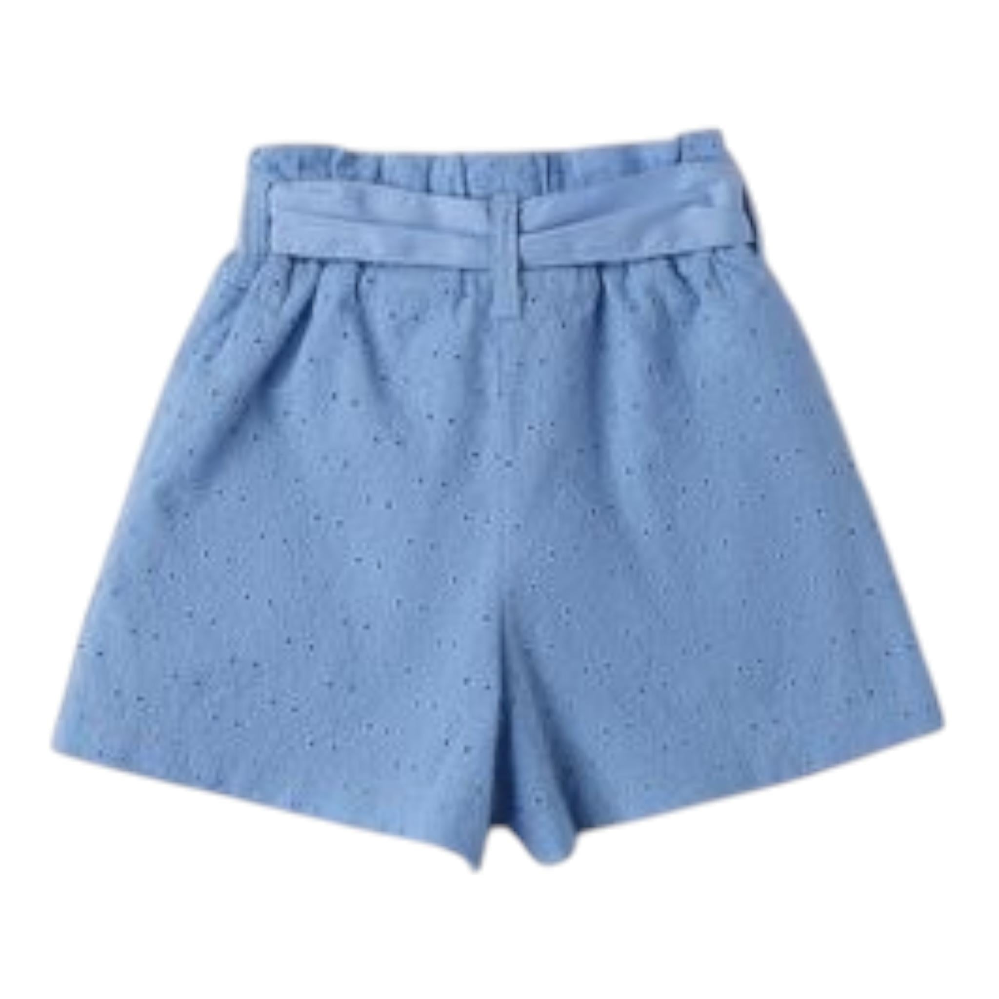 Sarabanda Short Tinta Unita Traforato per Neonata 0B326 AZZURRO SARABANDA 
