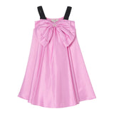 Twinset Einfarbiges Kleid Mit Schleife Und Kontrastierenden Logo-Trägern Rosa Für Mädchen