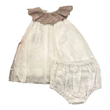 La Stupenderia – Einfarbiges, ärmelloses Kleid mit Tüll und weißer Culotte für Neugeborene