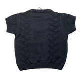 Emanuel Pris – Einfarbiges Strick-T-Shirt mit Rundhalsausschnitt in Blau für Neugeborene