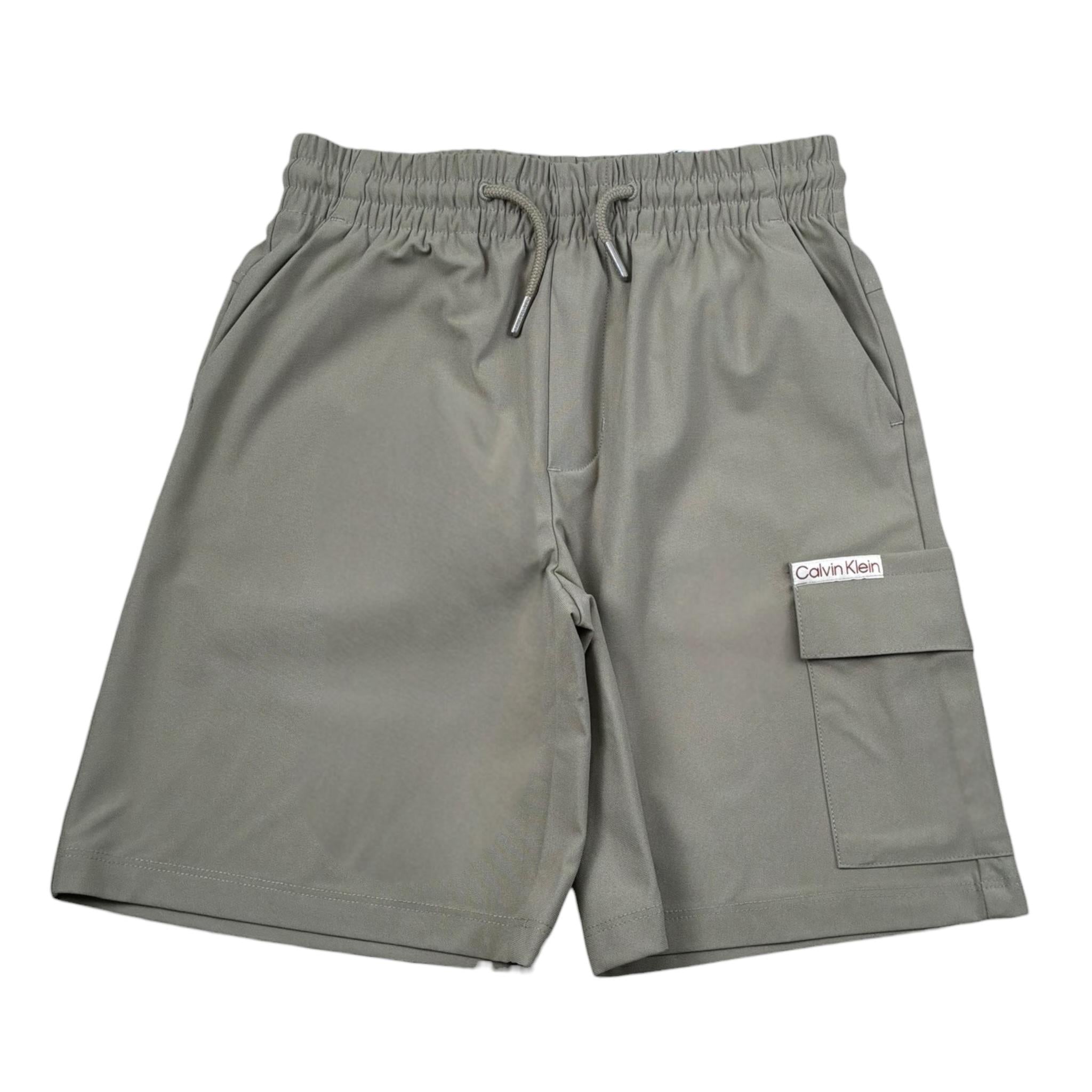 Calvin Klein Bermuda Tinta Unita con Elastico In Vita per Bambino IB0IB02512XX VERDE CALVIN KLEIN 