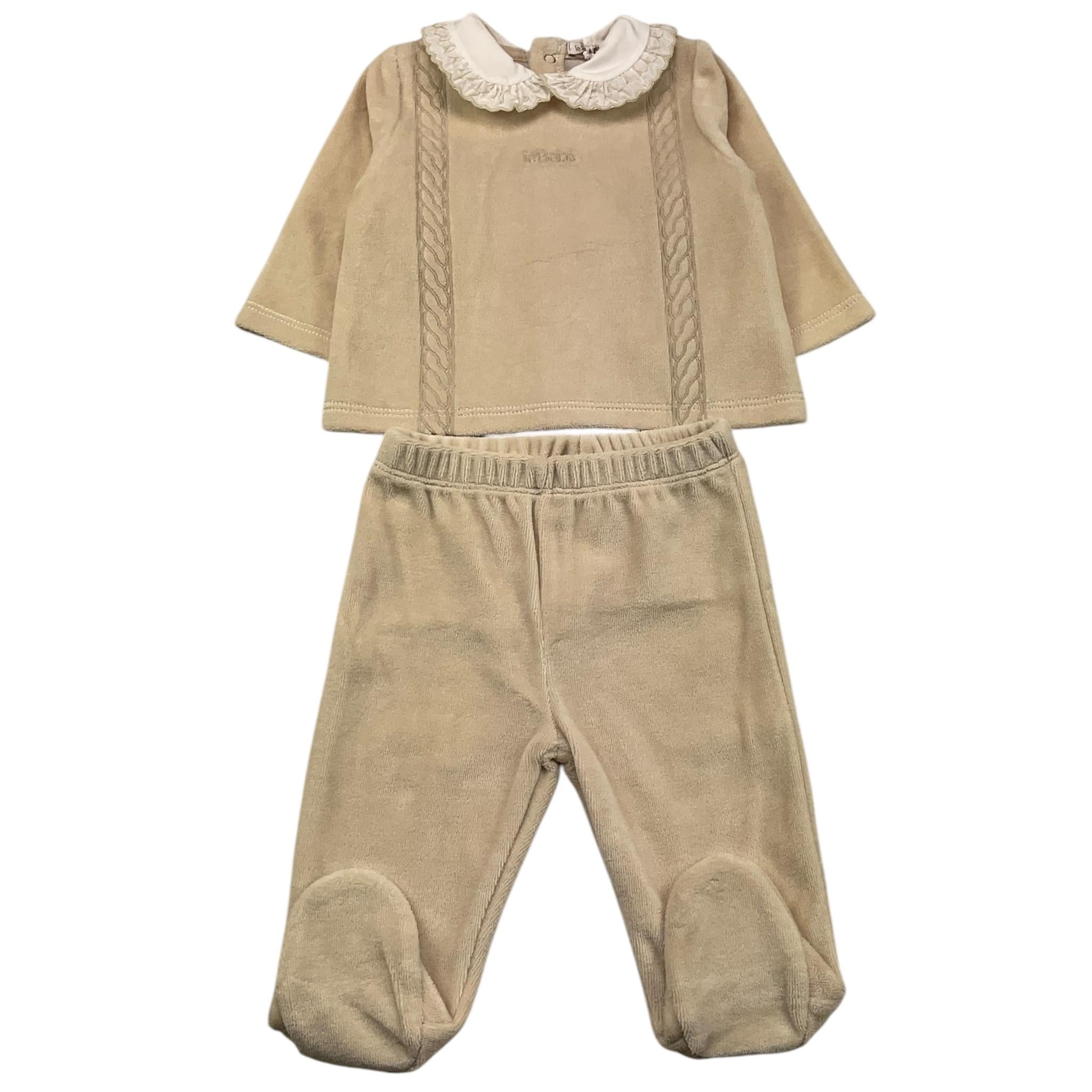 LE BEBE' completo 2 pezzi shirt-ghettina in ciniglia tinta unita Beige per Neonato LBB5096 BEIGE LE BEBE' 