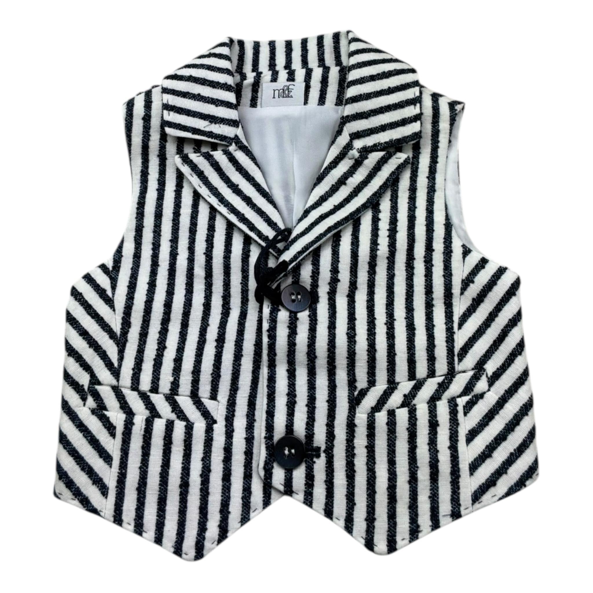 Manuel & Frank Gilet Tinta Unita con Fantasia A Righe per Neonato MF5034I BIANCO/BLU MANUEL & FRANK 