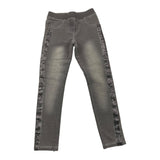 BOBOLI jeans tinta unita con elastico in vita e paillettes Grigio per Bambina 490317 GRIGIO BOBOLI 