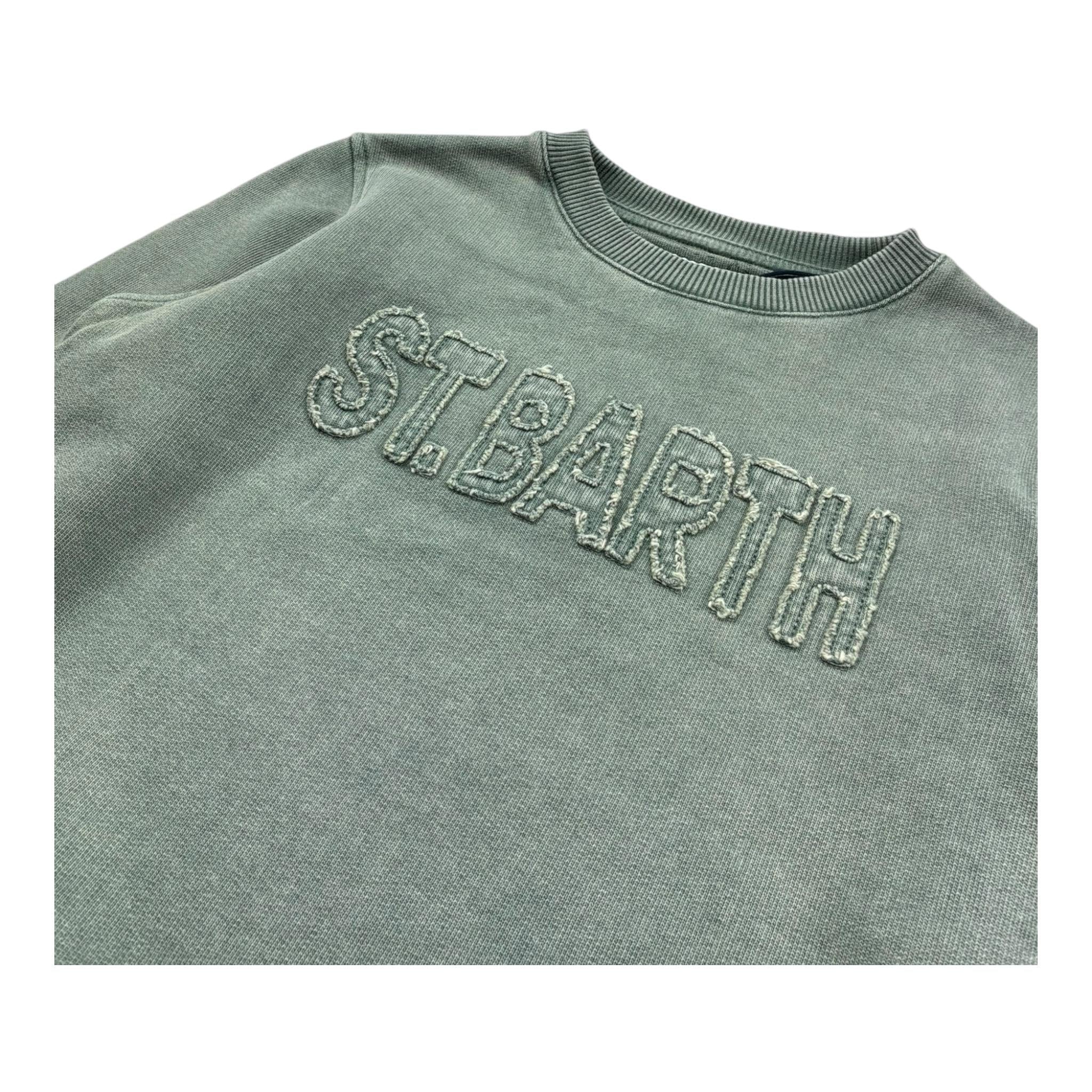 Saint Barth Felpa Girocollo Tinta Unita con Stampa per Bambino 00689L VERDE SAINT BARTH 