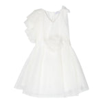 Monnalisa Abito Cerimonia Tinta Unita con Tulle per Bambina 71A914 BIANCO MONNALISA 