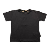 Yes London – Schwarzes, einfarbiges T-Shirt mit Rundhalsausschnitt für Babys