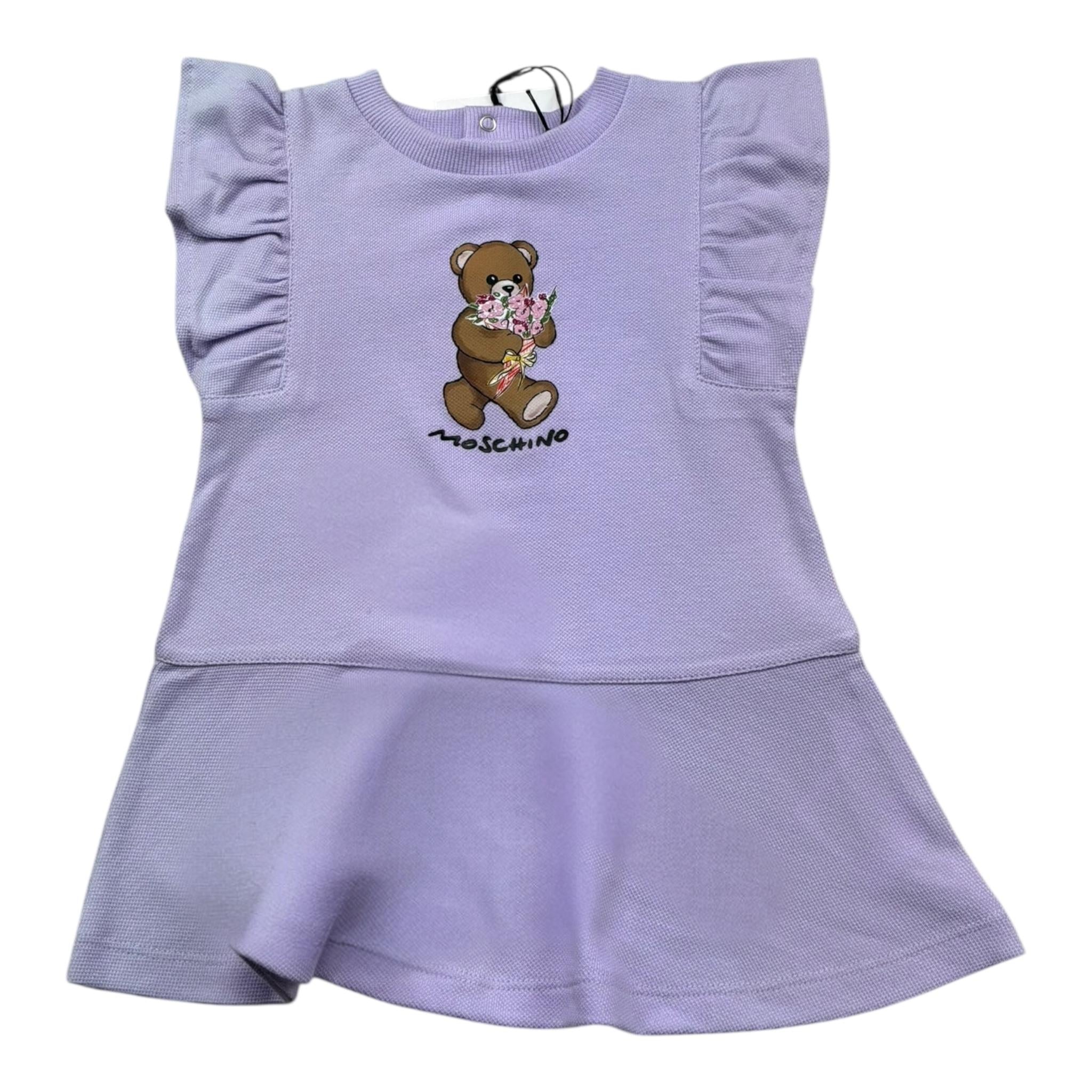 Moschino Abito Girocollo Tinta Unita con Stampa per Neonata MDV0DI LILLA MOSCHINO 