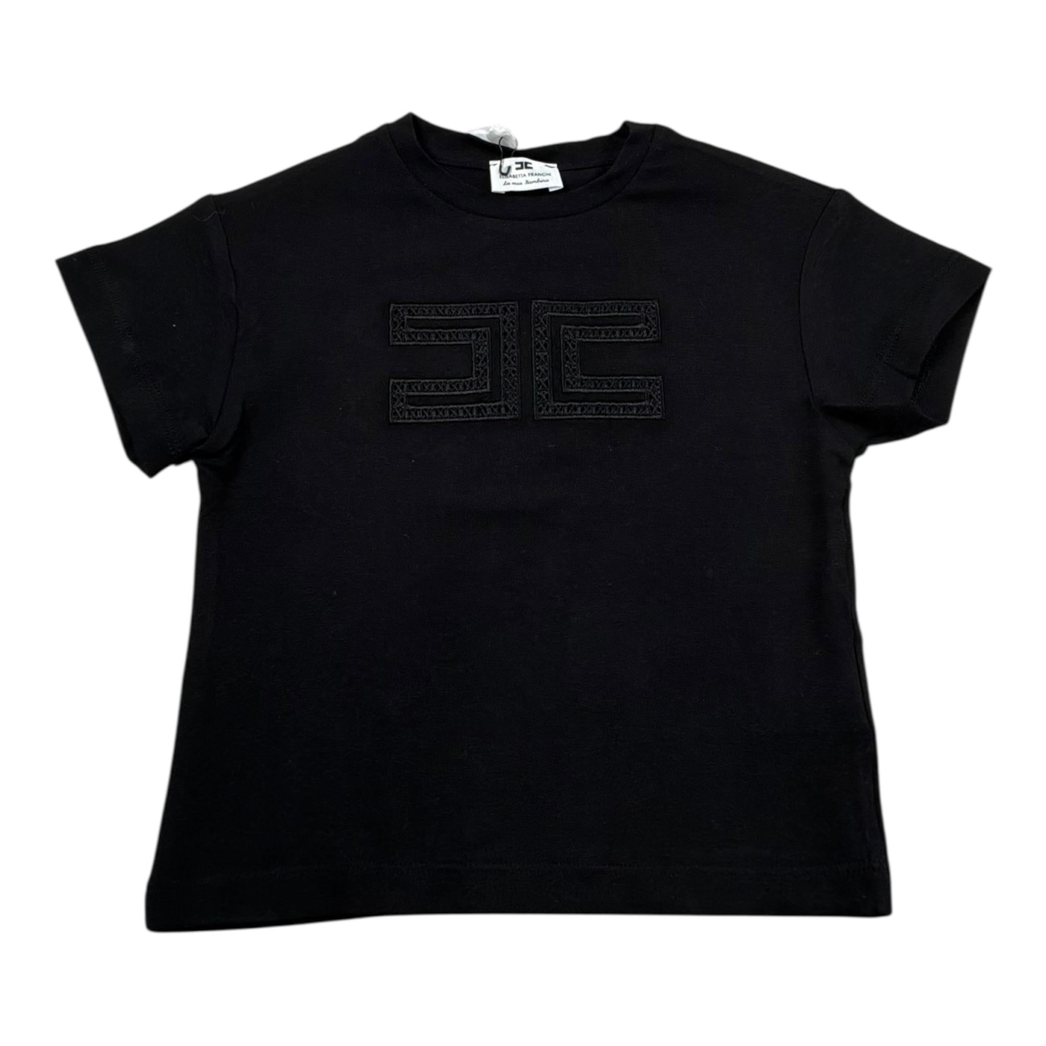 Elisabetta Franchi T-Shirt Girocollo Tinta Unita con Stampa per Neonata EGTS66 NERO ELISABETTA FRANCHI 