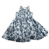 Nunzia Corinna Abito Giromanica tinta unita con Stampe Rose Blu per Bambina NJ2015961 BLU NUNZIA CORINNA 