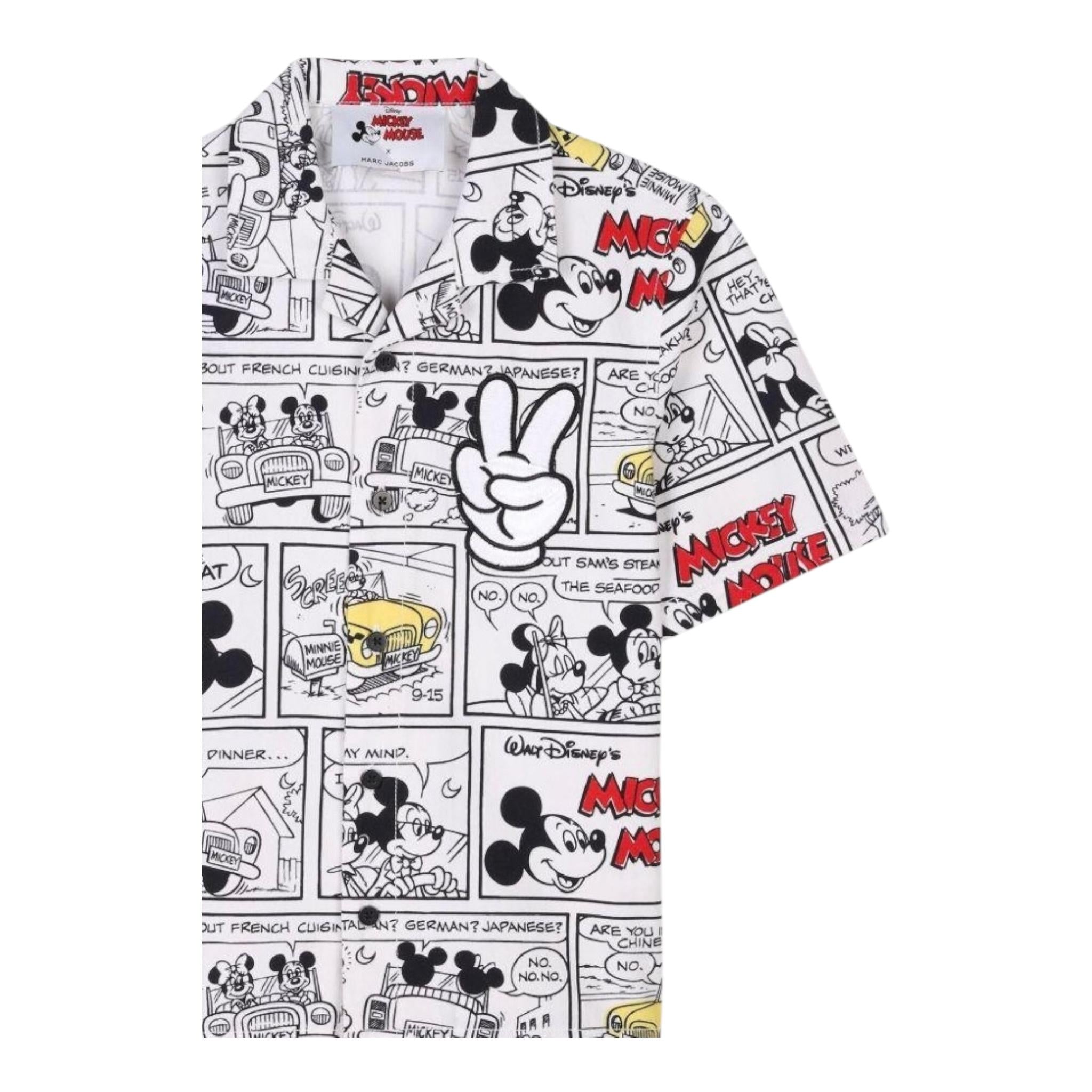 Marc Jacobs Camicia Tinta Unita con Stampa Topolino per Bambino W60547 BIANCO MARC JACOBS 