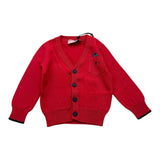 Cesare Paciotti Einfarbige Strickjacke mit Knöpfen und rotem Aufdruck für Neugeborene
