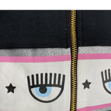 Chiara Ferragni – Einfarbiger Kapuzenpullover mit Reißverschluss und schwarzem Aufdruck für Baby-Mädchen
