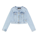 Patrizia Pepe Giubbino In Denim Tinta Unita con Bottoni per Bambina 7O0038 AZZURRO PATRIZIA PEPE 