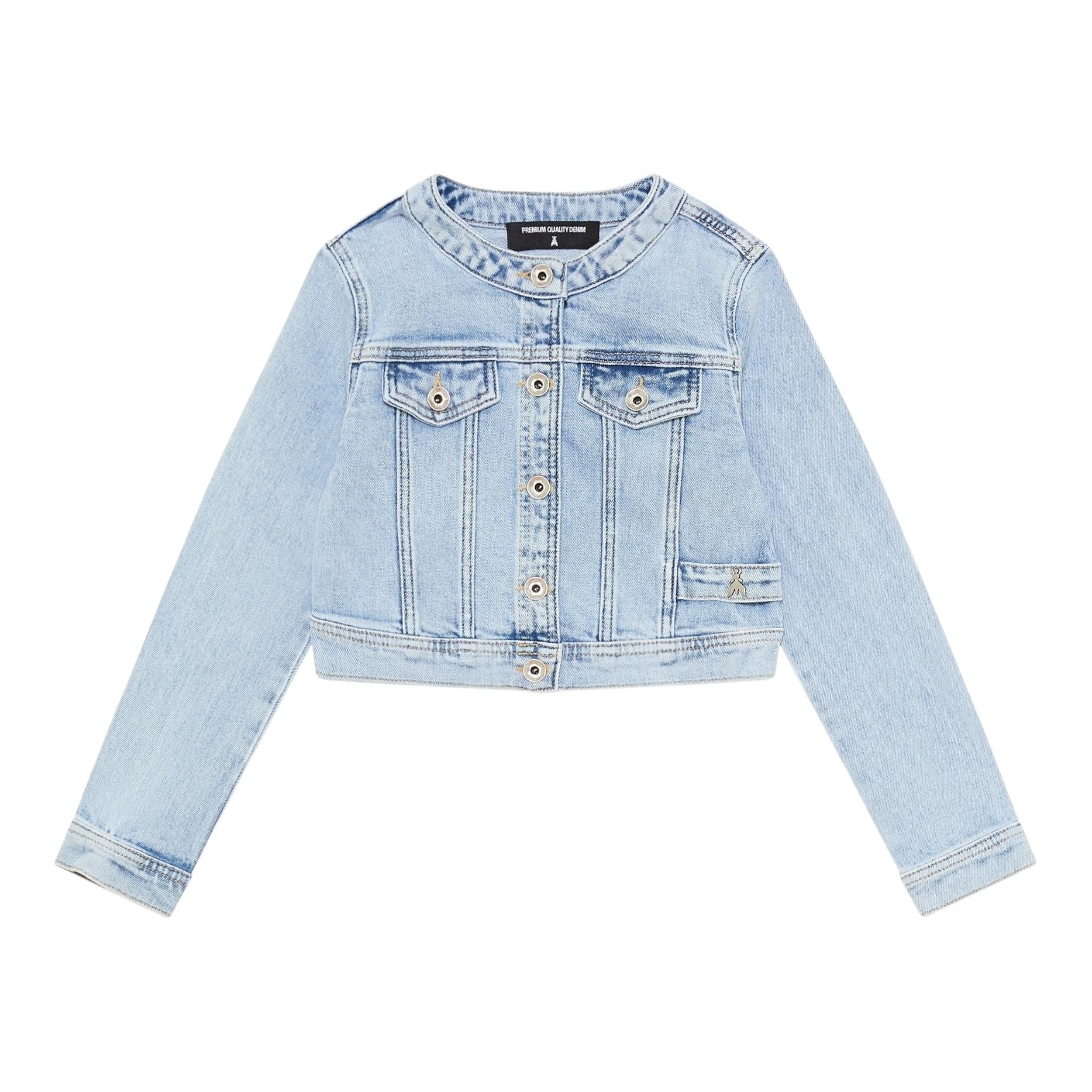 Patrizia Pepe Giubbino In Denim Tinta Unita con Bottoni per Bambina 7O0038 AZZURRO PATRIZIA PEPE 