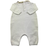 Little Bear Langarm-Strampler, einfarbig, mit kontrastierender Stickerei, weiß für Neugeborene