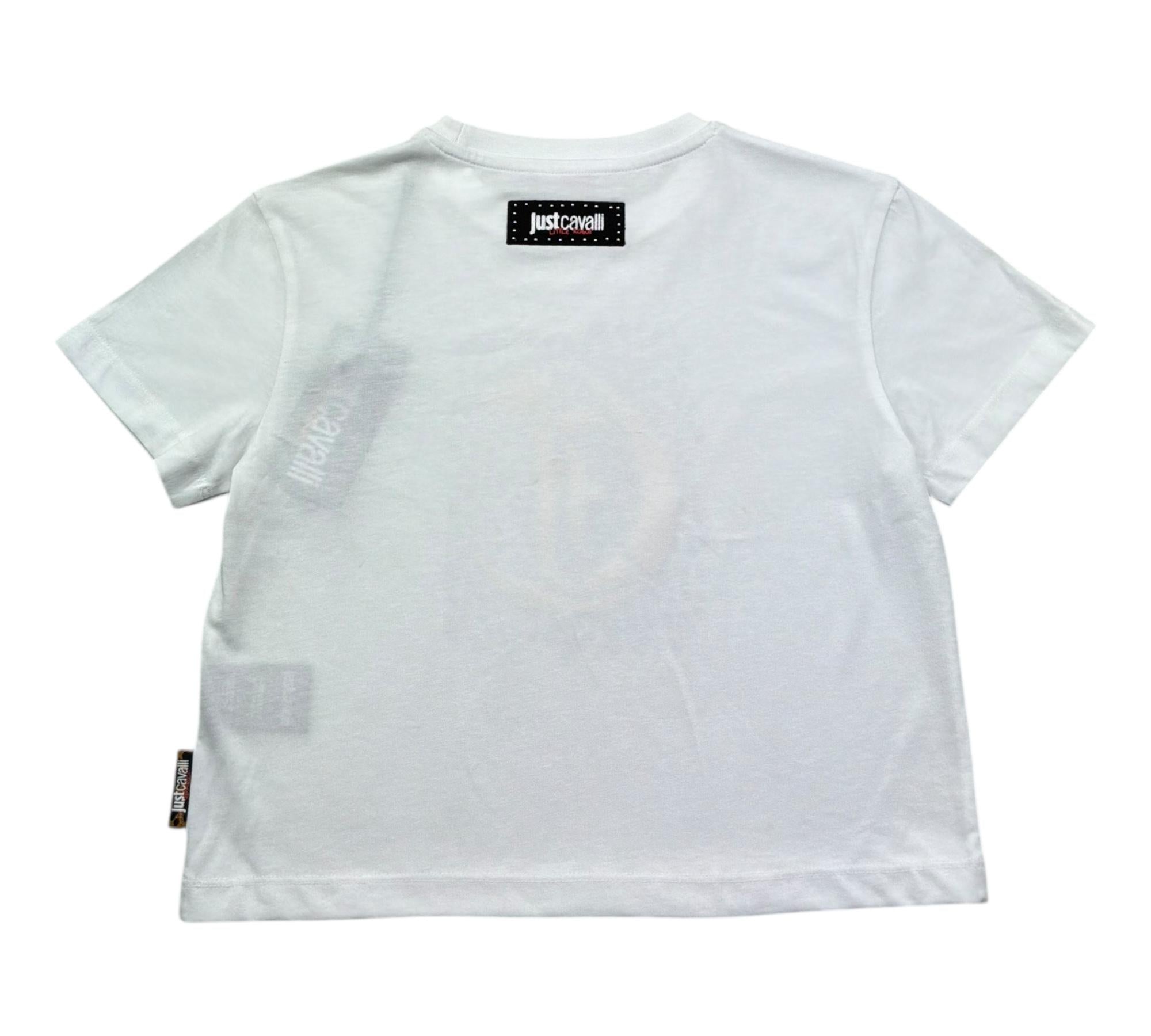 Just Cavalli T-Shirt Girocollo Tinta Unita con Logo per Bambina JGP26185TS BIANCO JUST CAVALLI 