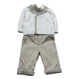 Pure Firenze Completo 4 Pezzi Camcia-Pantalone-Cardigan-Papillon Panna per Neonato 7665 PANNA PURE FIRENZE 