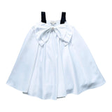 Twinset – Schlichtes Kleid mit Schleife und kontrastierenden Logo-Hosenträgern in Weiß für Mädchen