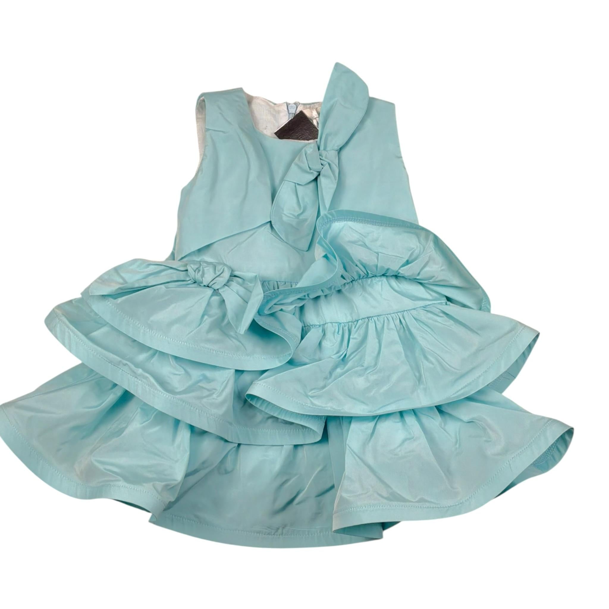 Miss Grant Abito tinta unita con Rouches Azzurro per Bambina MG1344J AZZURRO MISS GRANT 