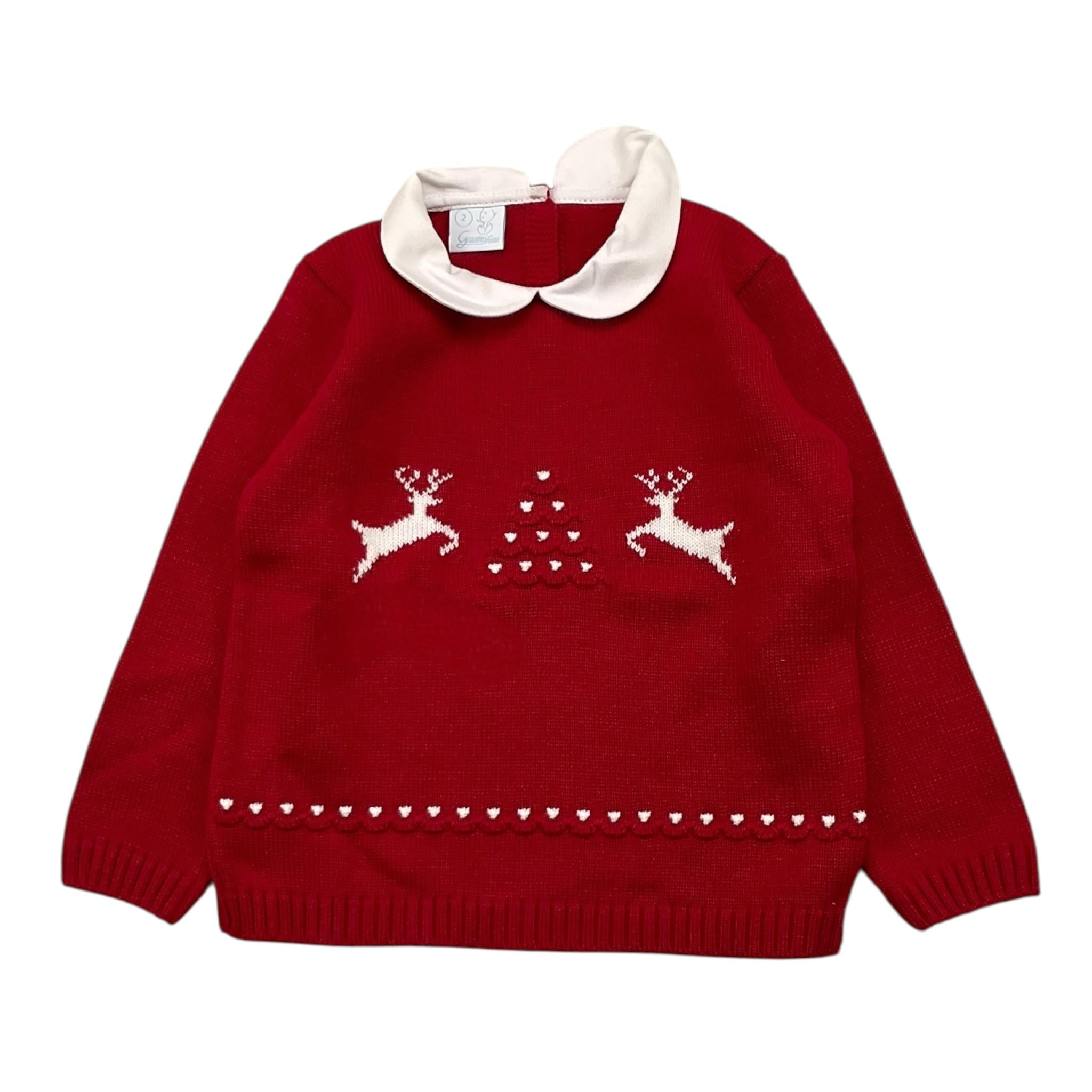 GRANLEI maglia tinta unita e con colletto stampa renne Rosso per Neonato 2425 ROSSO GRANLEI 