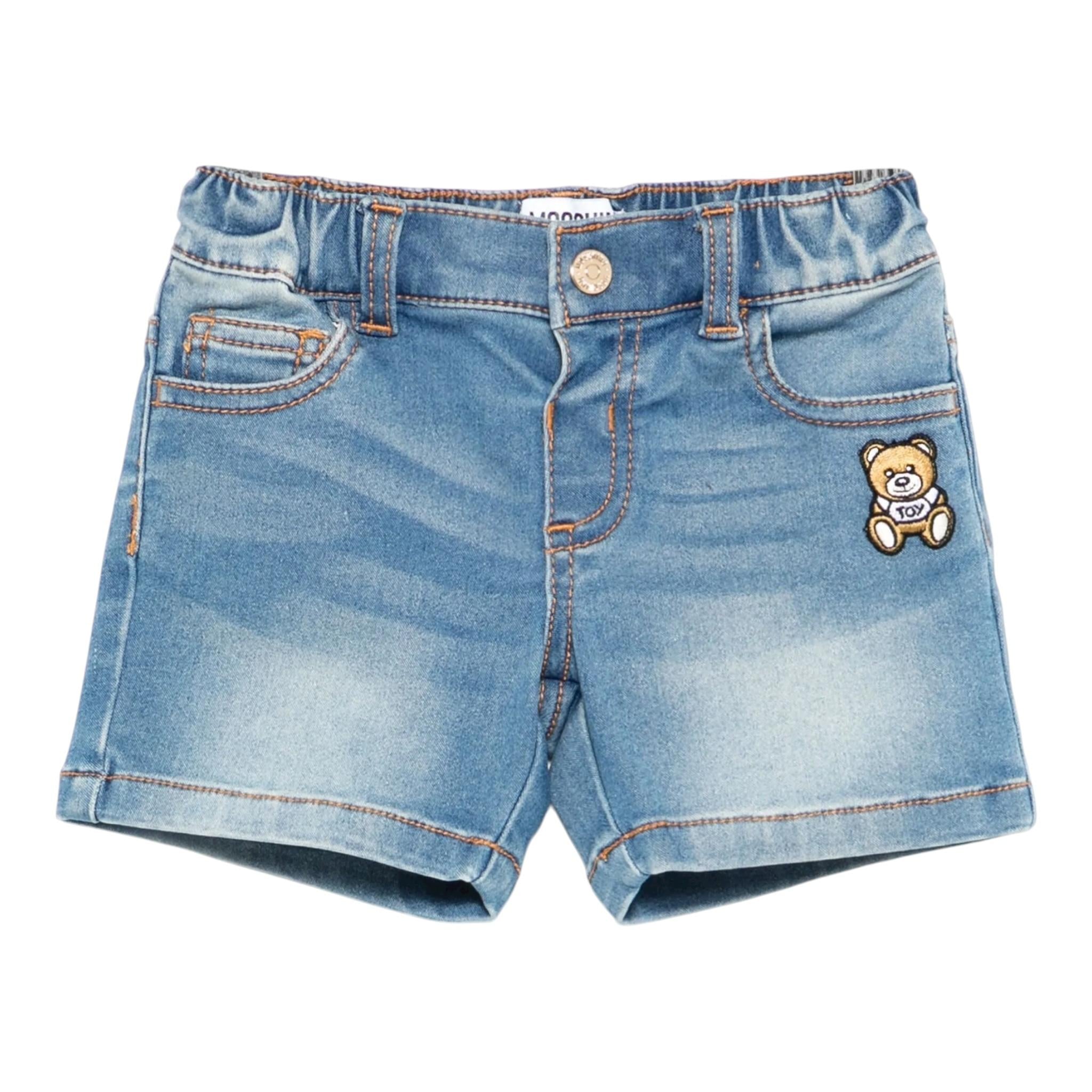 Moschino Bermuda Tinta Unita In Denim per Neonato MUQ01KN AZZURRO MOSCHINO 