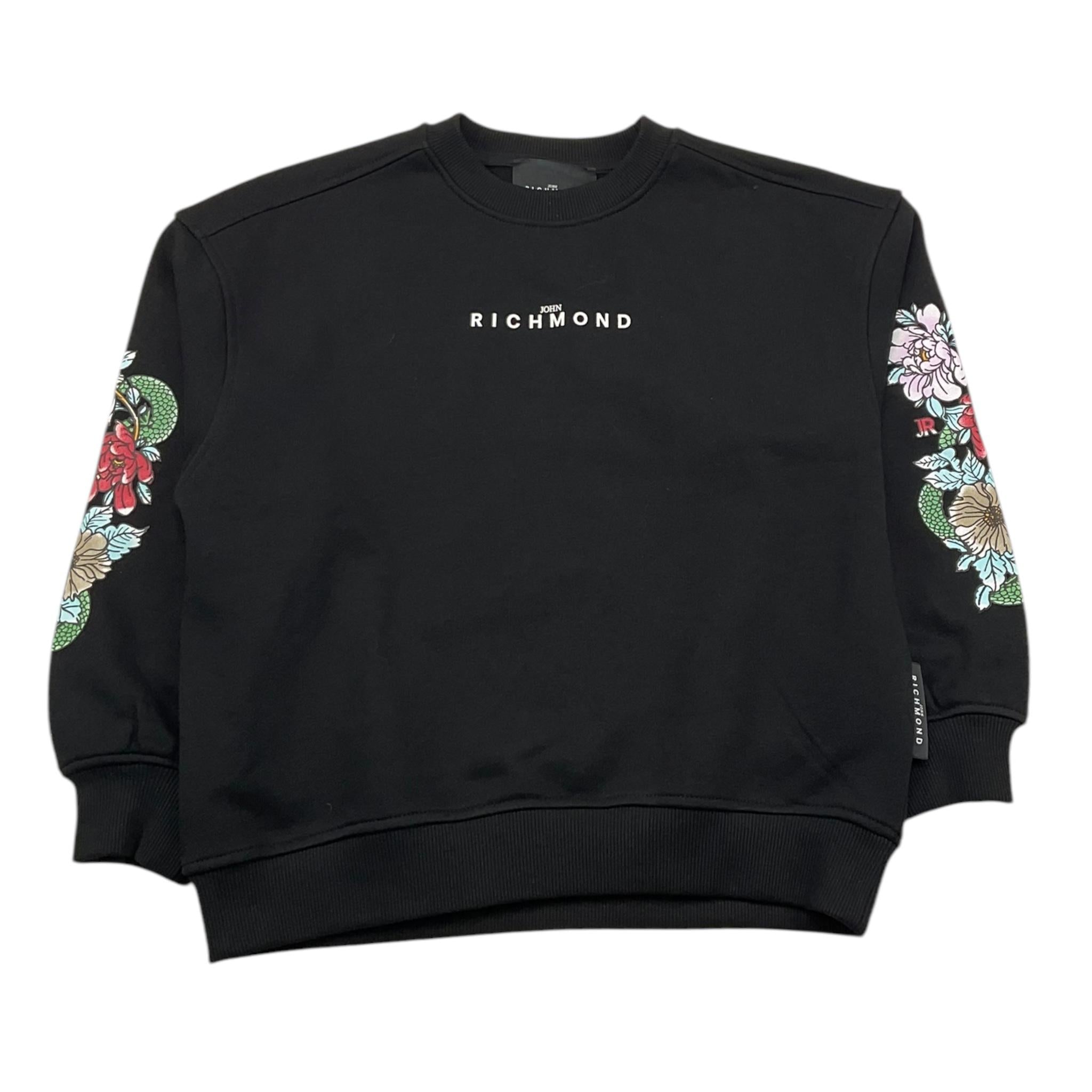 JOHN RICHMOND felpa chiusa girocollo tinta unita con ricami Nero per Bambina RGA25089FE NERO JOHN RICHMOND 