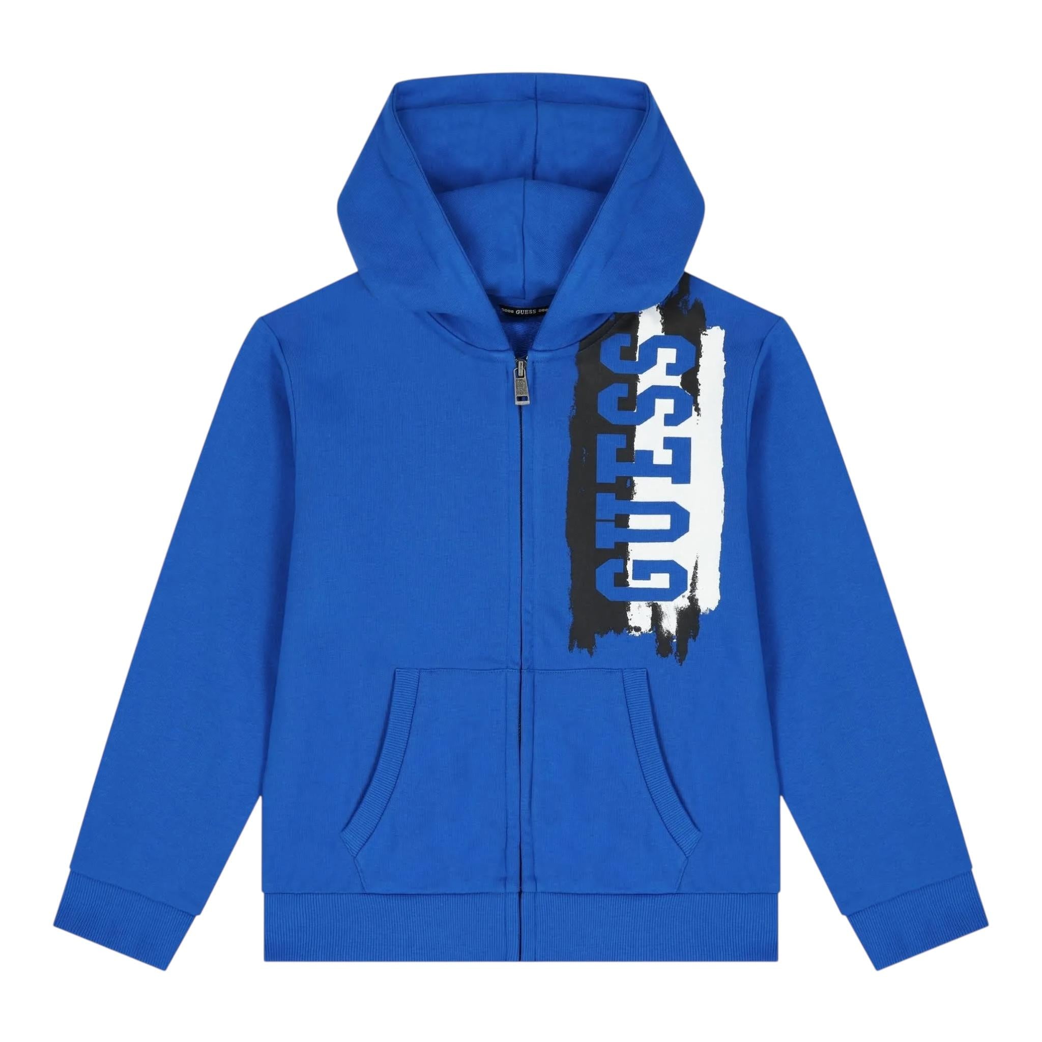 GUESS felpa con zip e cappuccio tinta unita cn logo Cobalto per Neonato N4YQ00KA6R3N COBALTO GUESS 