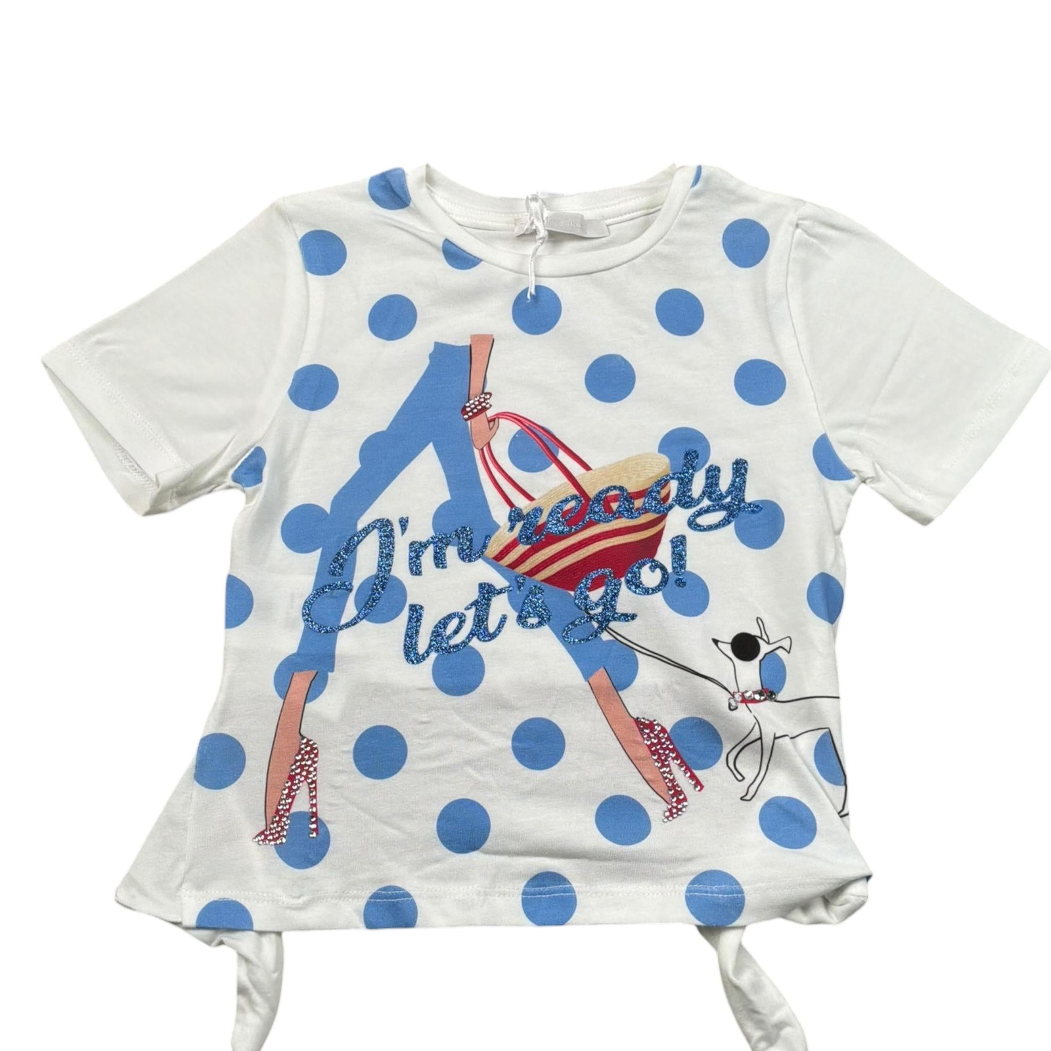 Miss Grant T-Shirt Girocollo tinta unita con Stampa Bianco per Bambina MG237J BIANCO MISS GRANT 